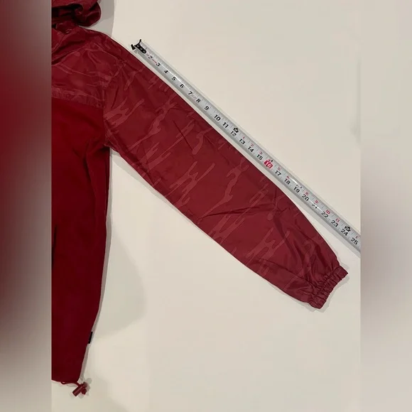 BEAUTIFUL GIANT LA Rain Coat Jacket Deep Red Camouflage Large Drawstring - Picture 7 of 11